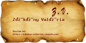 Zákány Valéria névjegykártya
